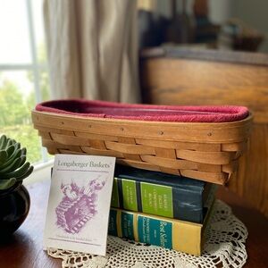 Longaberger Large Cracker Bread Basket With Burgundy Liner Circa 1988 EUC